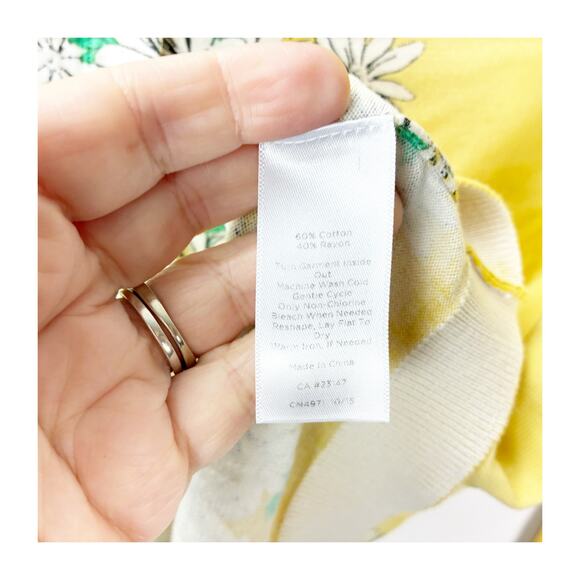 Talbots Daisy Floral Cardigan XL Women Yellow 3/4 Sleeve Button‑Front - Picture 6 of 9